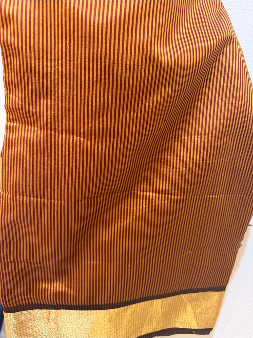 Striped Rust and Gold Midi Skirt